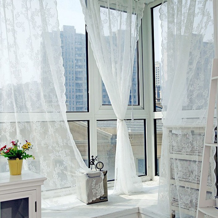 유스몰 자수 레이스 커튼 1장
