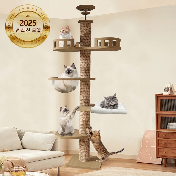 고양이 올라타기 목재 우주선 설계 착지식 두툼한 판재 고양이 집 대형 고양이용 기둥잡이 고양이 산책로 고양이 많은 가정용 디딤대 높은 안정성 운동 부족 해결 한글 설명서 포함, 향상된 모델, 1개