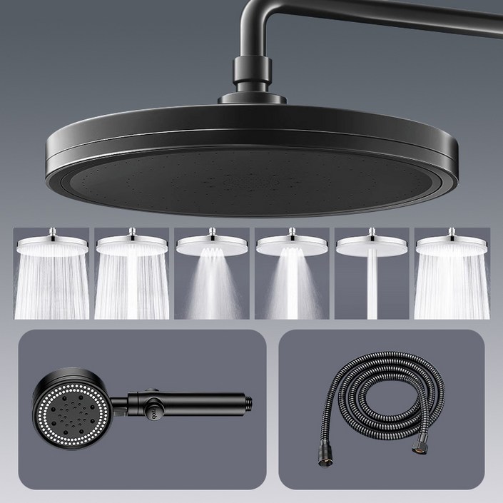 다기능6단계 출수모드 레인헤드 고수압 샤워기헤드 수압상승 샤워기해바라기 샤워기 + 핸드샤워기 + 메탈 샤워 호스 1.5m