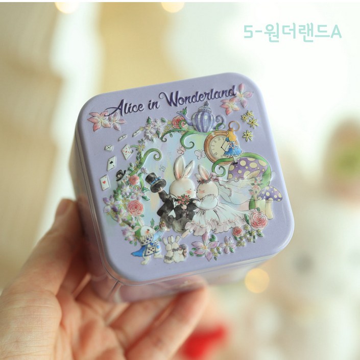 버니 틴케이스 토끼 정사각 다꾸 보관함 스티커 도무송 보관