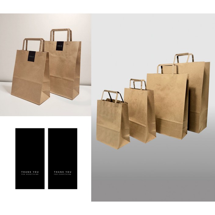 9900원초특가 트리플러스 크라프트 쇼핑백 특소60매  감사스티커60장