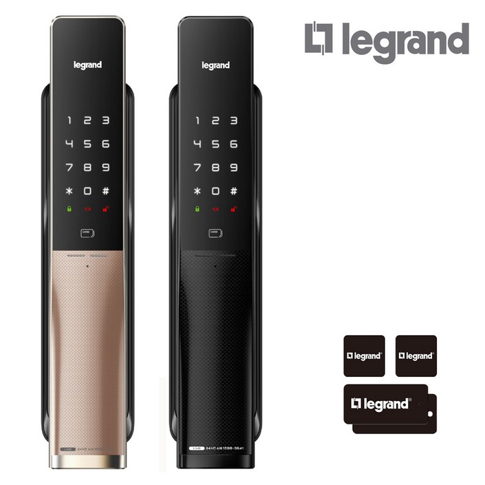 르그랑 L40 푸시풀 도어록 카드키4개번호키 블루투스 와이파이옵션 안으로 열리는 문 설치가능 0초바로잠금 푸시바잠금 강력한 보안 푸쉬풀 아파트 빌라 현관문 디지털도어락, 고객직접설치, 르그랑 L40 블랙