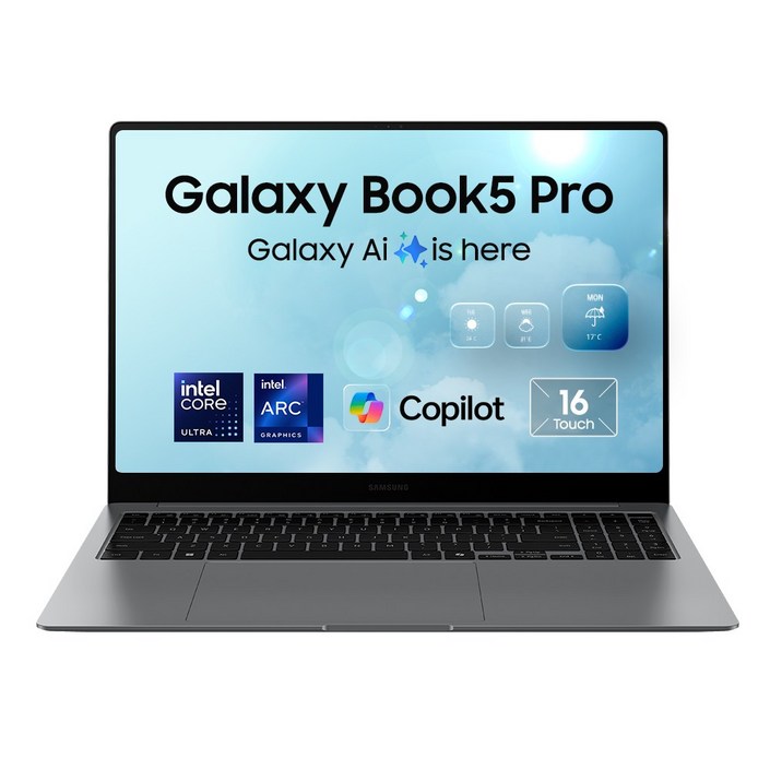 삼성전자 갤럭시북5 프로 NT960XHZA52A 인텔 울트라5 16인치 고해상도 AI 노트북 사무용 대학생 터치스크린 노트북, 그레이, NT960XHZA52AR, 코어Ultra5, 512GB, 32GB, Linux