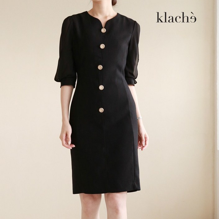 클라셰 KLACHE  77까지 쉬폰오브제버튼원피스 CK2FOP016A