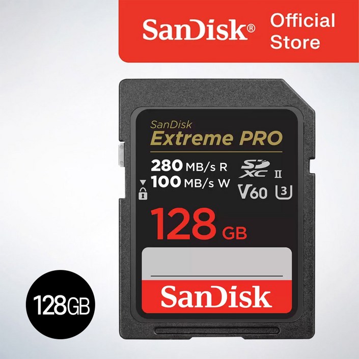 샌디스크코리아 공식인증정품 Extreme Pro 익스트림 프로 SDXC UHS2 SD메모리카드 UHSII V60 SDXEP 128GB, 128GB, 1개