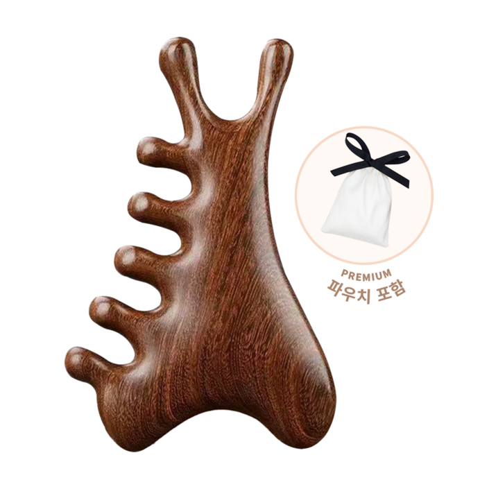 글로비즈 멀티 다기능 우드 두피 괄사 마사지기 승모근 얼굴 지압 나무괄사, 브라운, 1개