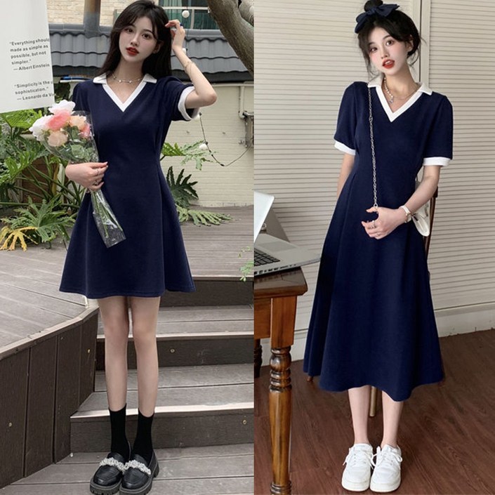 러우 2타입 여름 롱 숏  반팔원피스 카라원피스 PK원피스 빅사이즈원피스