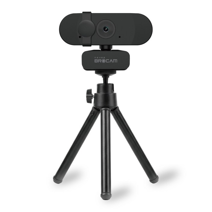 나비 브로캠 QHD 500만화소 웹캠 노트북 컴퓨터 화상카메라 듀얼마이크 자동초점조절 4K 업스케일링 NV76-CM400A, 블랙, 삼각대증정