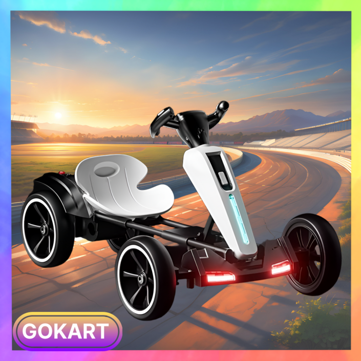 고벤처 남녀노소 어드벤처 접이식 고카트 레이싱카 루지 카트 드리프트 전동 듀얼 코어 모터, 오프화이트싱글, 1개