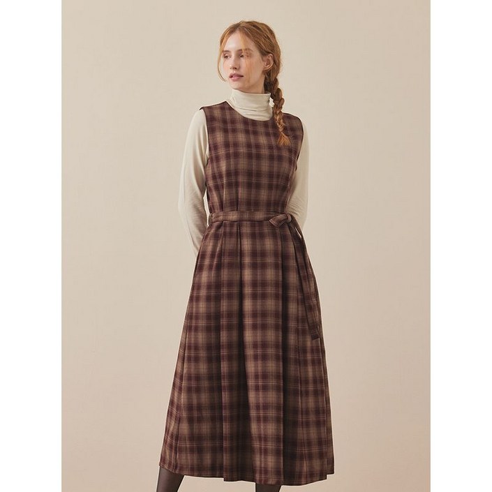 매긴 체크 플리츠 원피스 M5W1OP3000