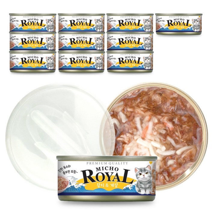프리미엄 로얄 미쵸 캔 5종 170g x 24개입 고양이 간식 통조림, 170g, 24개, 미쵸 게살