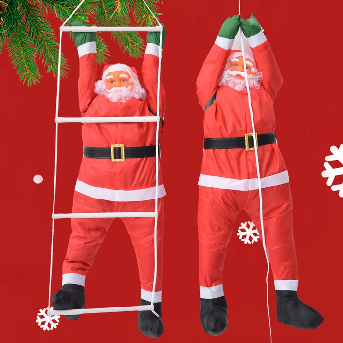 90cm 크리스마스 산타클로스 사다리 타는 산타할아버지 장식품 로프 대형 산타 인형, 90cm 1인 20230106