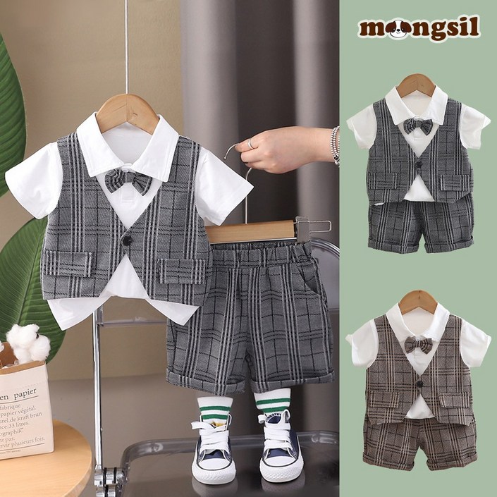 몽실이 보타이 반팔체크 정장상하복 몽실이 보타이 반팔체크 정장상하복