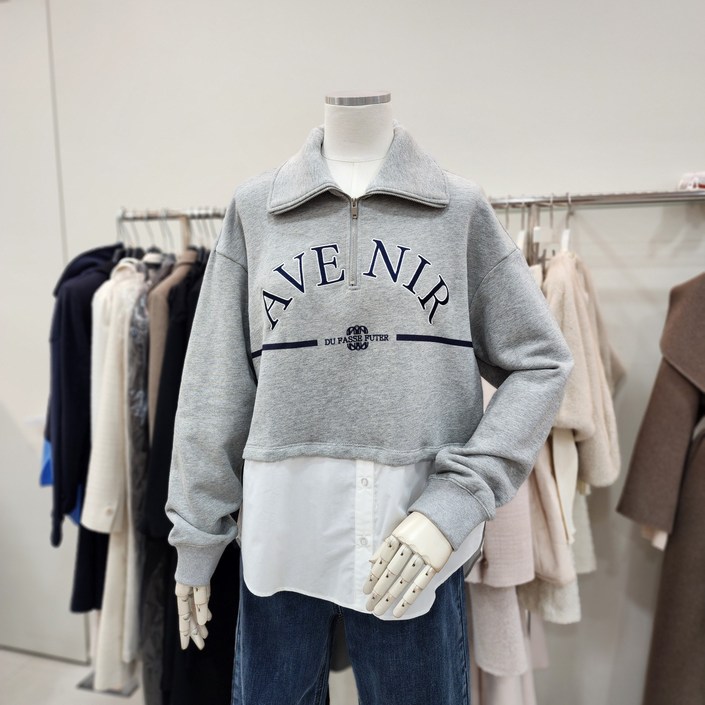 JJ JIGOTT JJ지고트 셔츠 배색 투웨이 칼라 티셔츠 GNBA0TSJ1DG