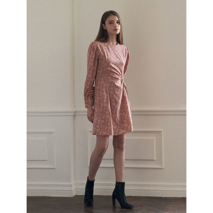 어다울 Shirring flower mini dress  pink 177261