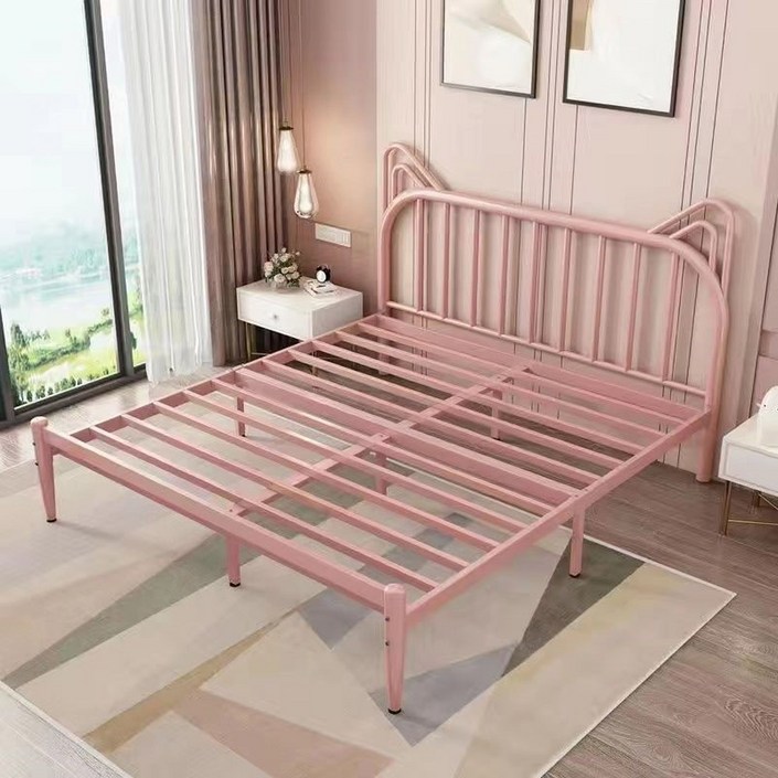 철제침대 프레임 조립식 고양이 분홍색 철제침대프레임 DIY조립식 배골대 침대틀 SS
