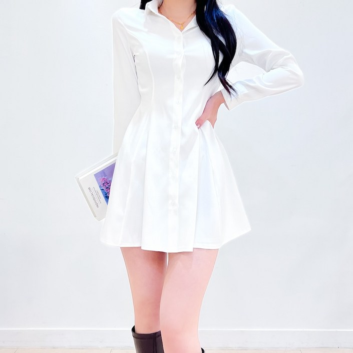 투디 새틴 플레어 셔츠 미니원피스, 3color