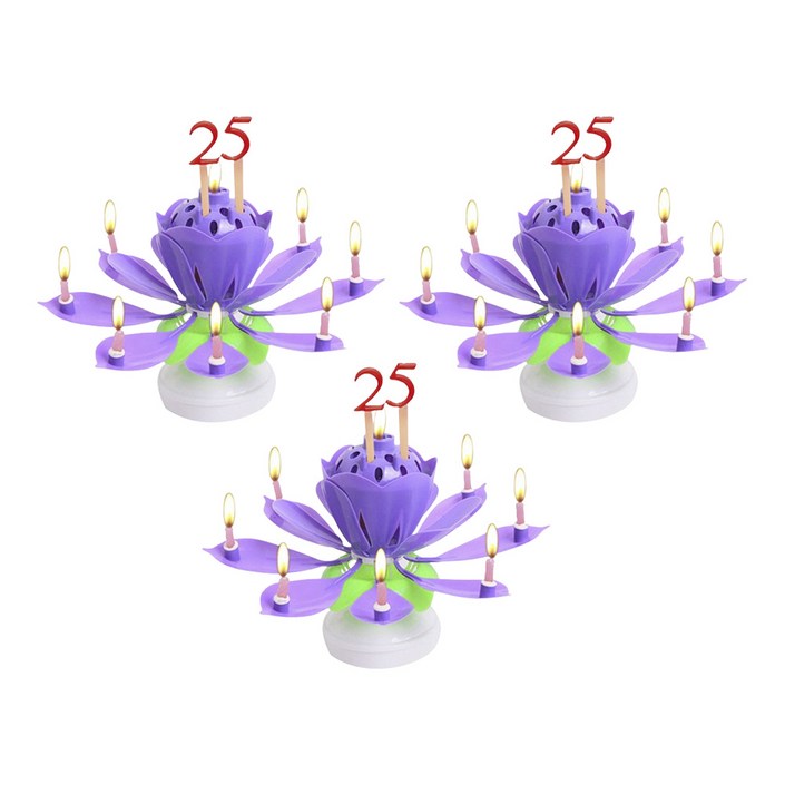 아이템하우스 생일축하 멜로디 연꽃초  숫자세트 2p 3개 1세트