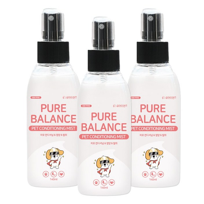 퓨어프렌즈 강아지미스트 영양공급 엉킨털관리 고양이겸용, 3개, 140ml