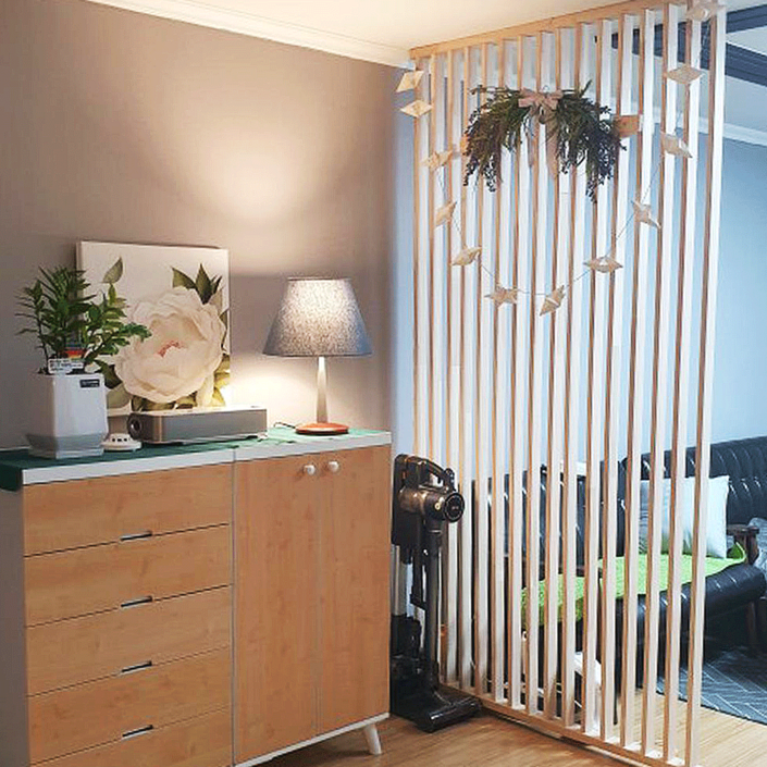 핀토리 스윙 원목 파티션 간살 가벽  공간분리 인테리어 이동식 칸막이 최대높이2550까지, 브라운참죽