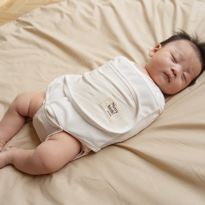 메르베 신생아 무소음 스와들 스트랩 수트 면메쉬 태열 모로반사방지 아기 속싸개