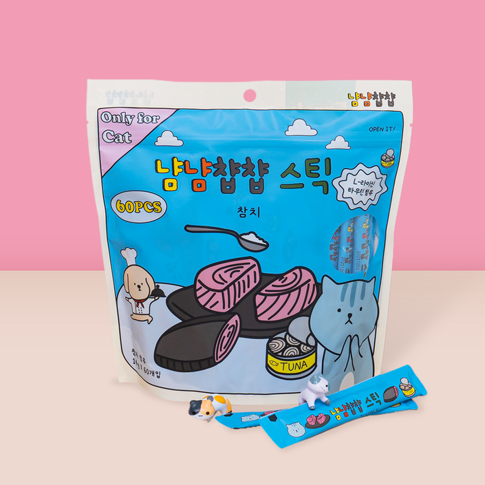 냠냠챱챱 스틱 짜먹는 고양이 간식 60p, 1개, 840g, 참치