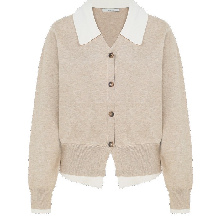 케네스레이디 카라배색 니트 가디건EKCDPJ0500