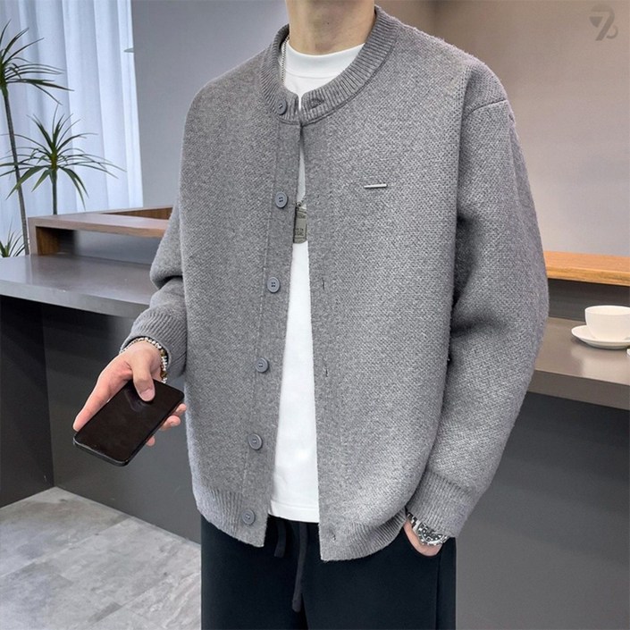 708090 남성용 후드 라운드넥 루즈핏 지퍼 가디건