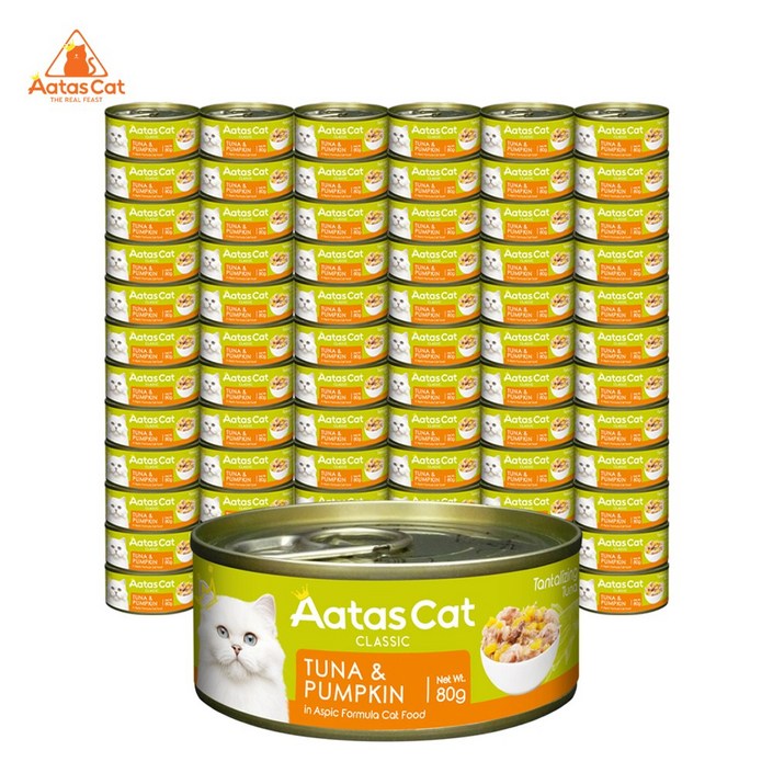 아타스 프리미엄 고양이 습식 주식캔, 혼합참치호박, 80g, 72개