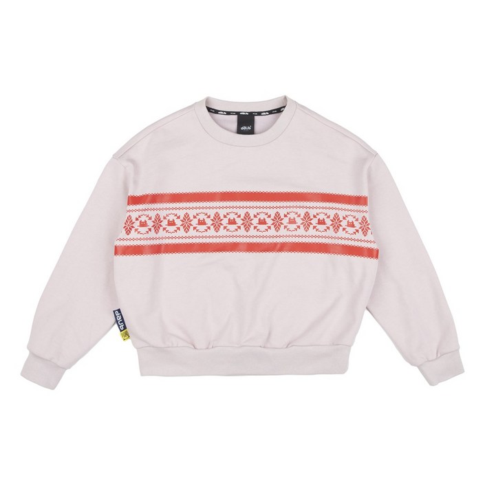 돕 여성 봄 오버사이즈 하프 크롭 노르딕 그래픽 긴팔 맨투맨 2col