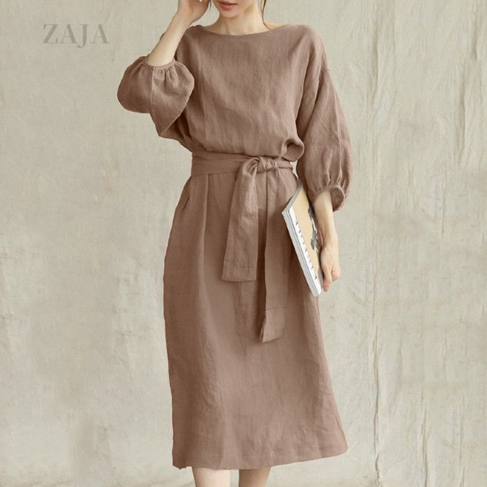 ZAJA 여성 봄 가을 빅사이즈 원피스 A라인 데일리 오버핏 하객룩