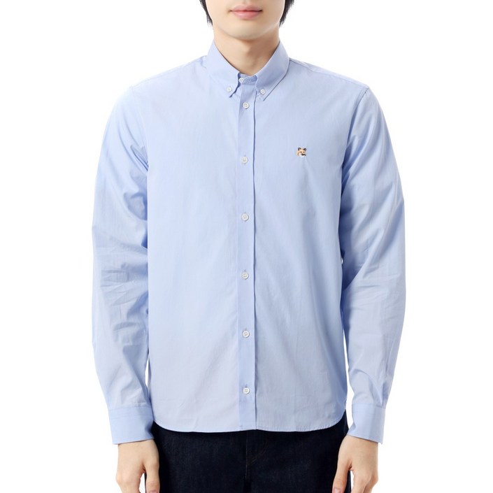 공식정품 메종키츠네 남성 셔츠 남방 MAISON KITSUNE FOX HEAD EMBROIDERY CLASSIC SHIRT HM00435WC0025LBP410 폭스 헤