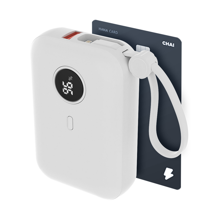 바우아토 PD 22.5W 고속 입출력 케이블 일체형 미니 보조배터리 10000mah, 화이트 바우아토 PD 22.5W 고속 입출력 케이블 일체형 미니 보조배터리 10000mah, 화이트