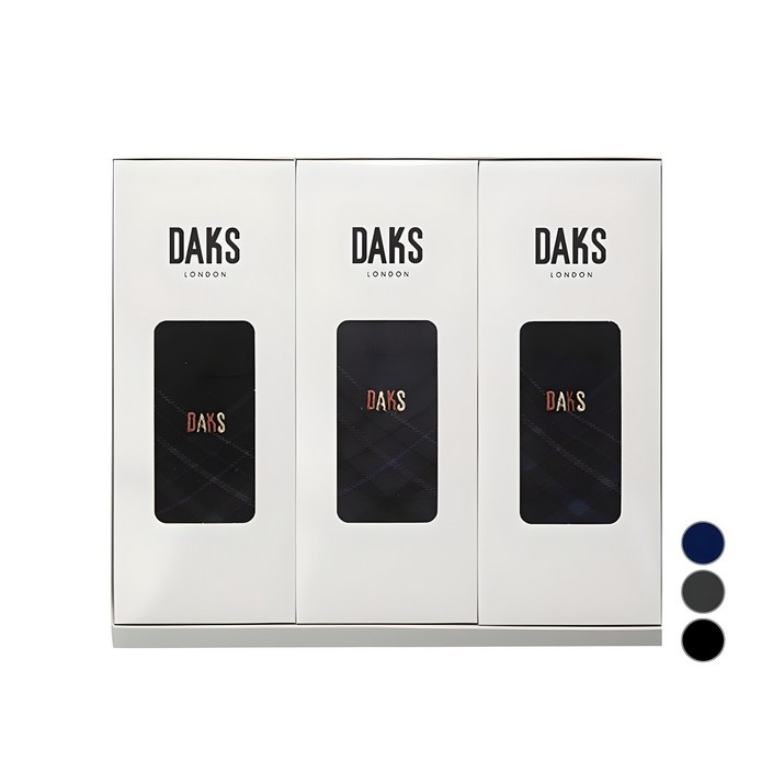 닥스 남성용 신사 중목 체크 3족 양말 선물세트  쇼핑백