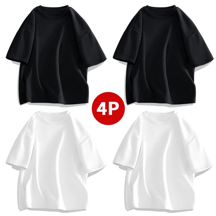 순면반팔티셔츠 남자 여름 편한라운넥 캐추얼운동속건기능성 여름패션 4p