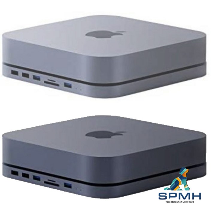 SPMH X1 맥미니 외장하드 허브 SATA SSD USB 4포트 SD카드리더 올인원, X1(스페이스그레이) - 투데이밈
