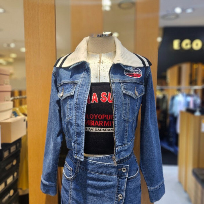 에고이스트 니트카라자수포인트슬림핏데님자켓/EQ3DZ360_BP