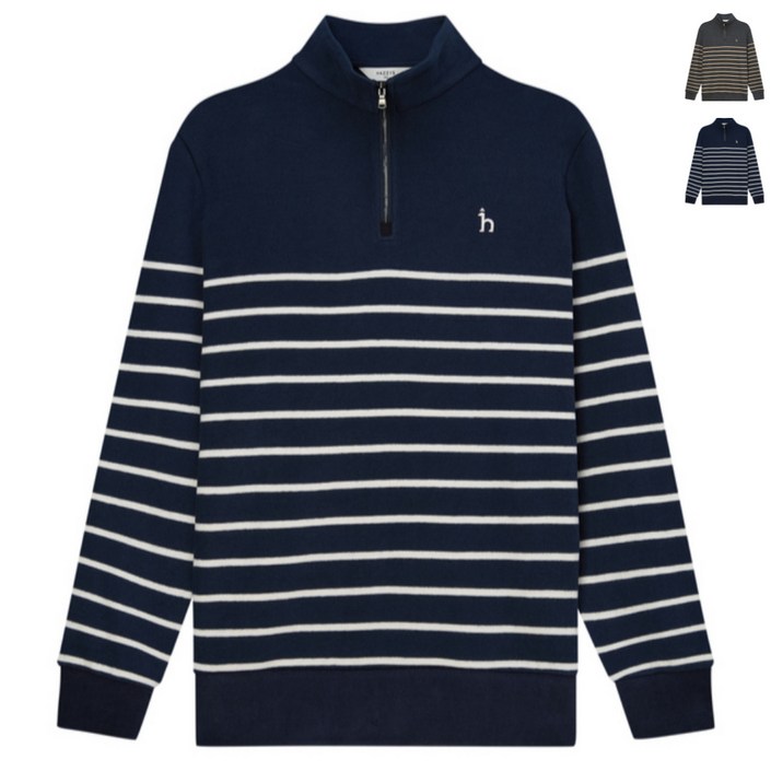 헤지스 맨 컬러 블럭 하프 집업 맨투맨 95115 size 남성 의류 하이넥 긴팔티