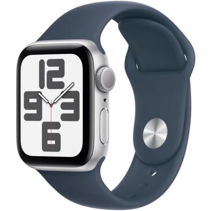 Apple Watch SE2세대 GPS 40mm  실버 알루미늄 케이스, 스톰 블루 스포츠 밴드, SM아마존 공식 리퍼비시