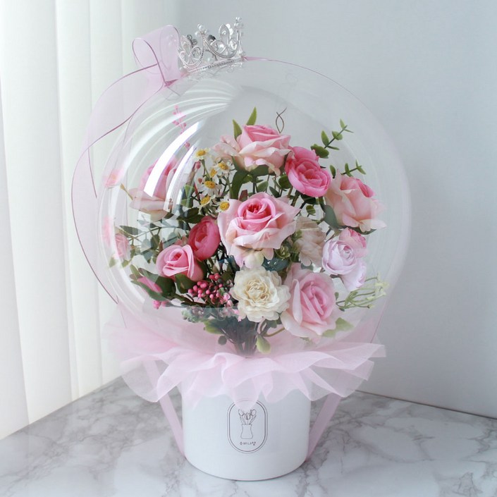 수비니샵 프리미엄장미 파스텔핑크 꽃풍선 레터링풍선 이벤트 생일 풍선꽃다발 졸업 생일, 1개, 파스텔핑크