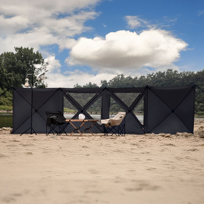 로티캠프 윈드 스크린 블랙코팅 캠핑 대형 바람막이 그늘막 원터치 가림막 SWS, 탄블랙코팅