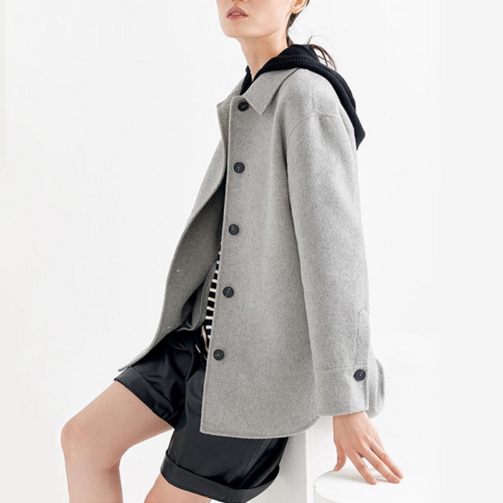 더핸드메이드 울 블렌드 플랫 카라 재킷 V