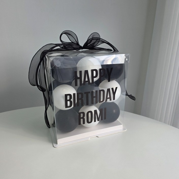 이벤트홀릭 DIY 벌룬박스 자유레터링 생일풍선파티용품, 1개, 05.블랙화이트