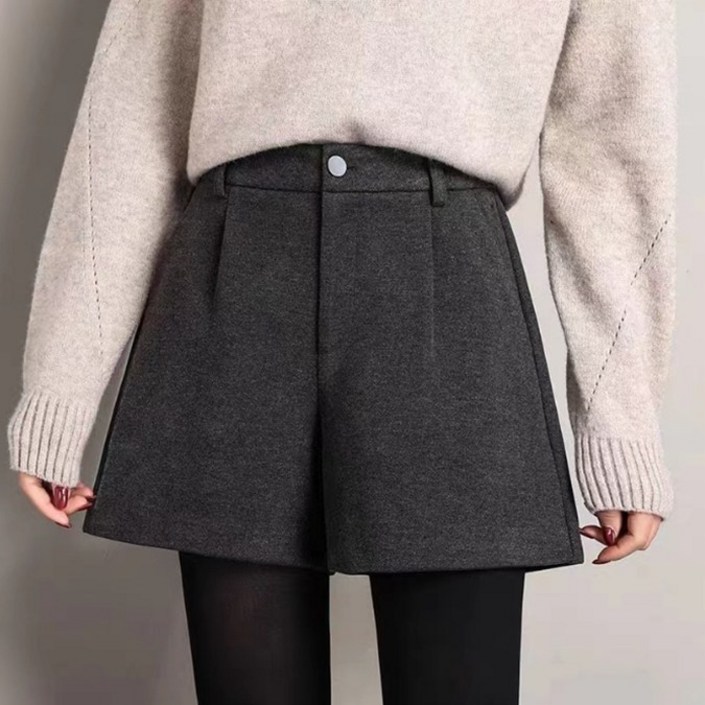 Bahn,2컬러 포포 여성 기모 반바지 슬렉스