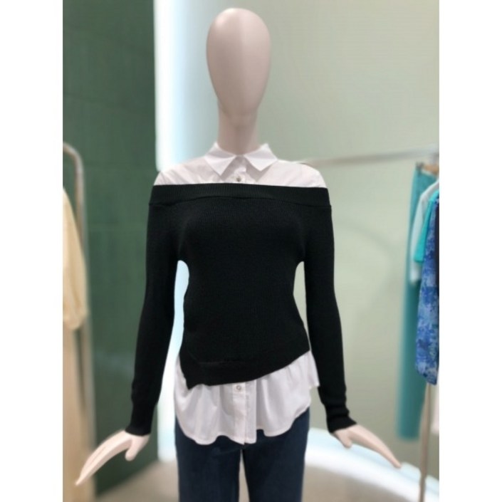 듀엘 니트레이어드셔츠 L243PSC014