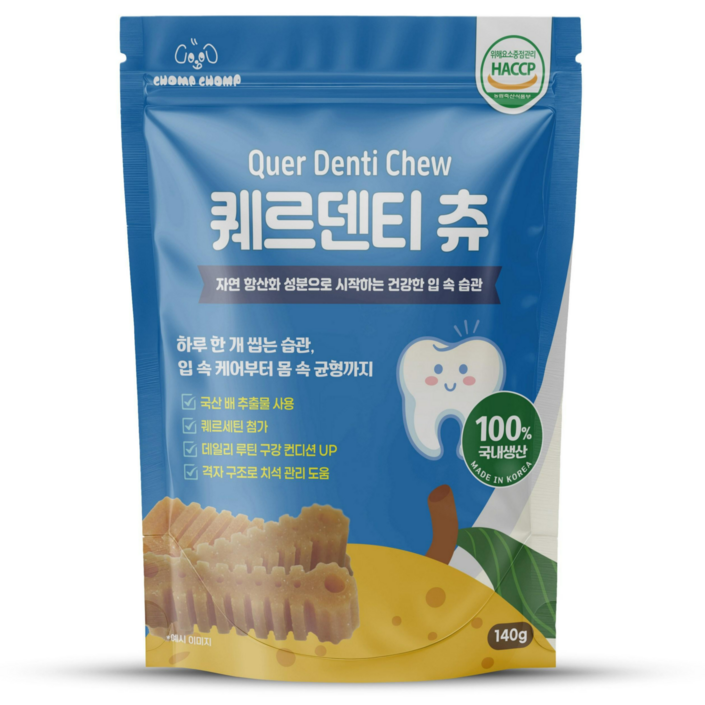 촘촘 특허있는 저알러지 말랑한 덴탈껌 퀘르덴티츄, 1개, 140g, 과일맛배과일 베이스