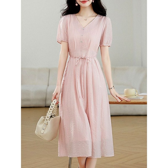 에꼴드파리 블리 핑크 반팔원피스 F57WOB016Z