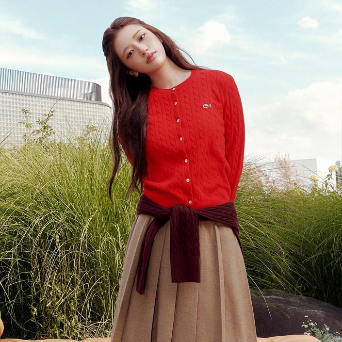 라코스테 공식 여성 케이블 크루넥 가디건 AF092E55N 240