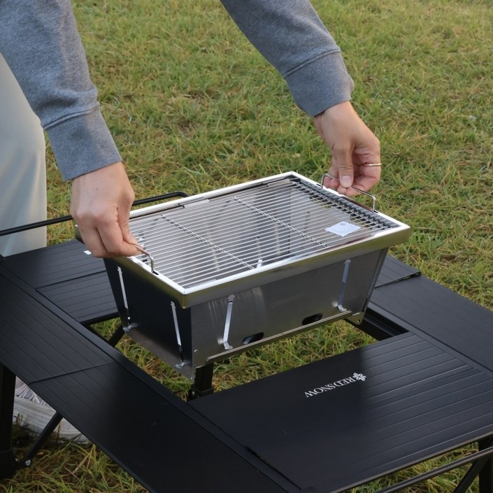 오렌지캠핑 IGT테이블 전용 대형 화로대 접이식 휴대용 숯불 바베큐 그릴