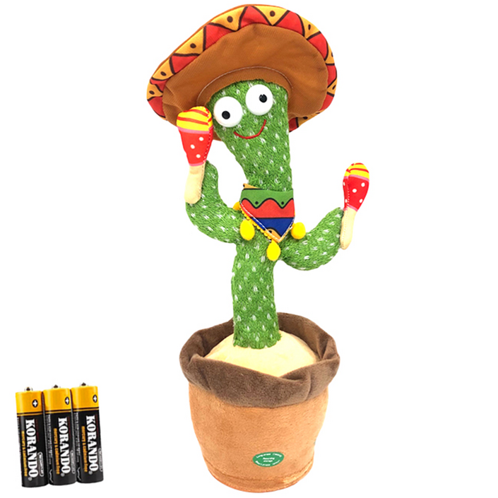 최고품질, 당일발송 로앤제이 말하는 말따라하는 노래하는 춤추는 선인장 인형 장난감 건전지타입, 1개